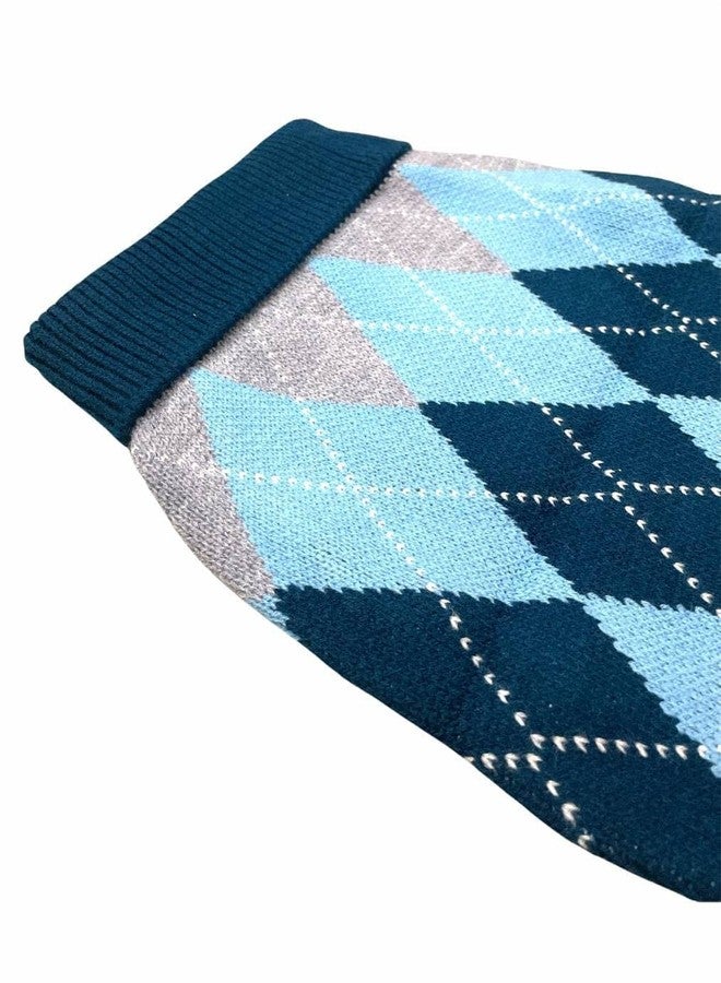 DOGTOWN Checked Sweaters for Dogs/Puppies - Cosy, Soft, Warm & Comfortable Pet Clothes (Blue - Large) - Image 3